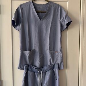 Figs Slate Blue S top/M joggers scrubs set